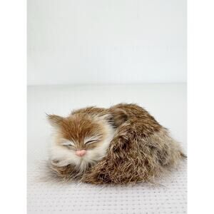 VINTAGE Sleeping Realistic KITTEN Cat Life-Like Real Rabbit FUR Figure Mini